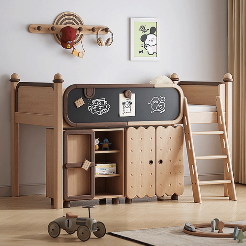 妈妈的选择实木半高床带储物