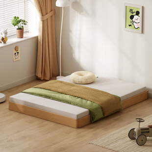 Mother's Choice 地台床蒙氏单人地板无头床榉木实木儿童床