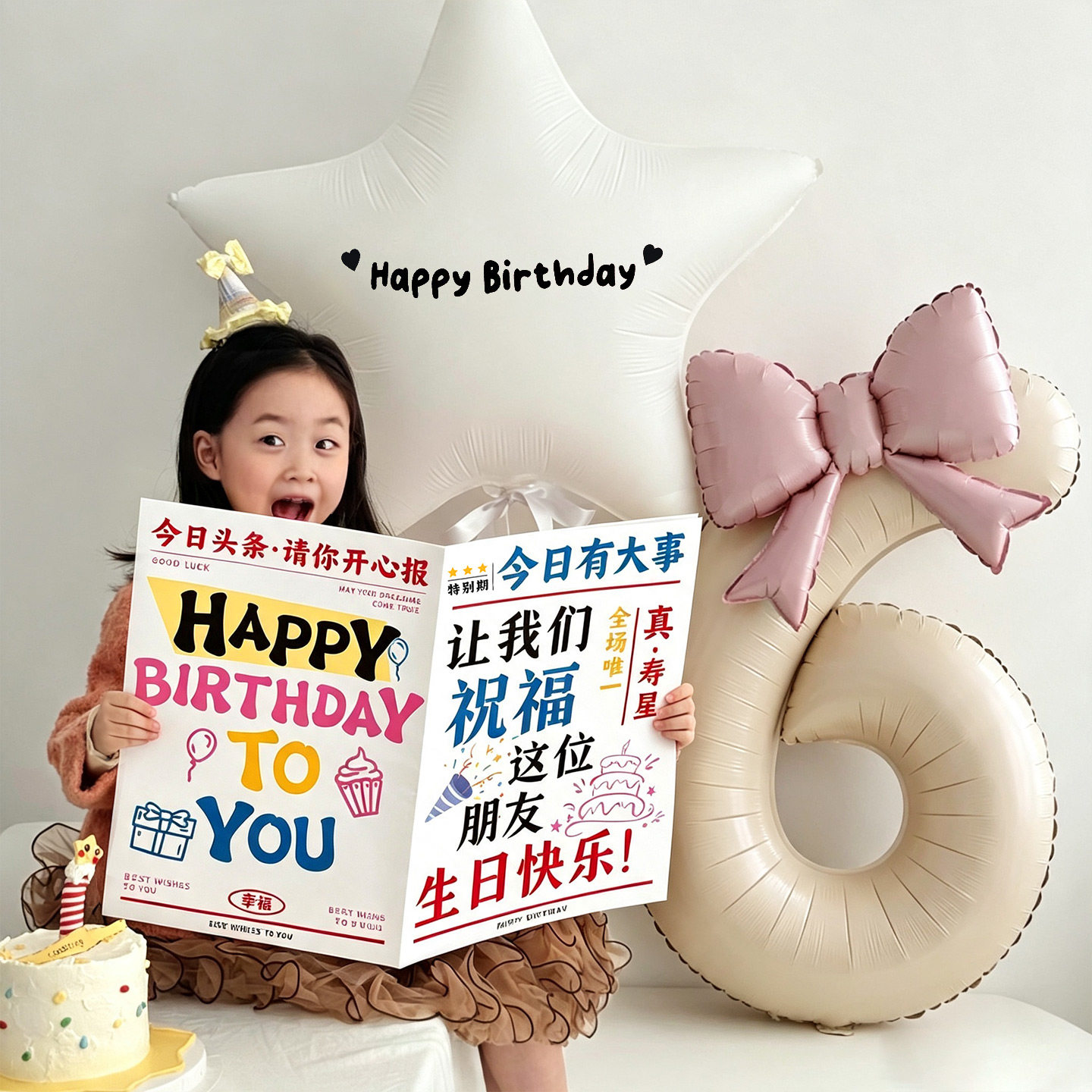 儿童生日五角星气球装饰数字铝膜周岁快乐仪式感布置宝宝拍照道具