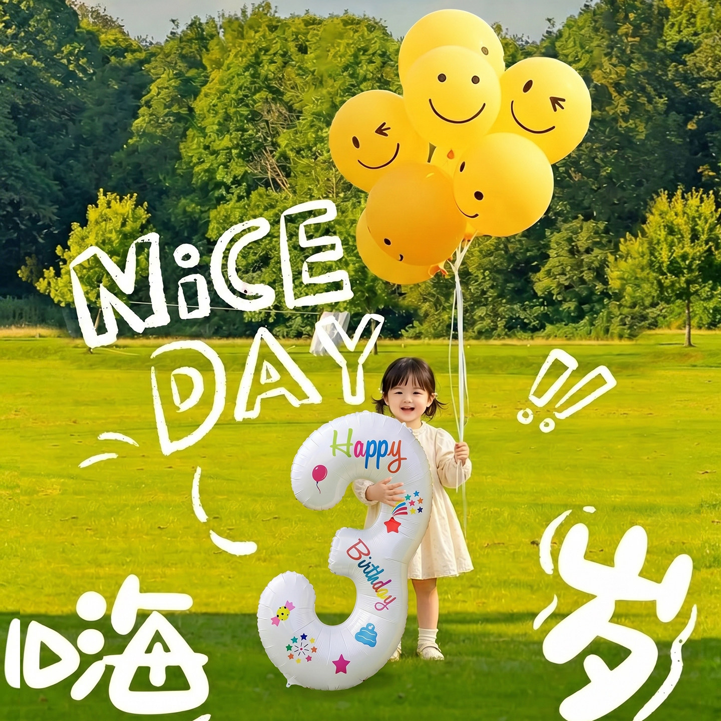 笑脸数字气球装饰品儿童生日布置图片