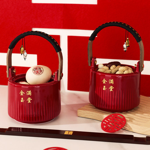 结婚子孙桶摆件一对女方陪嫁用品