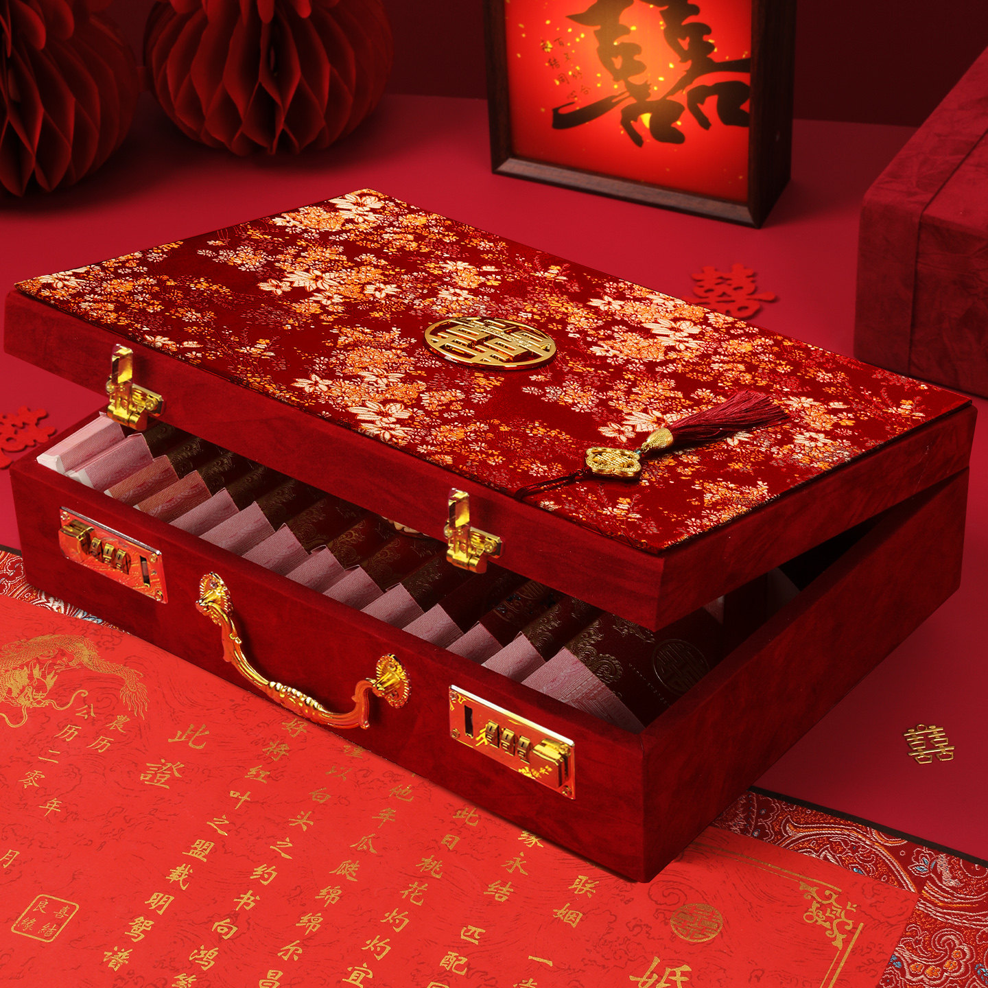 订婚彩礼钱现金礼盒子10万礼金箱