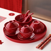 结婚喜碗敬茶杯子一对高档婚礼改口茶具对碗筷子套装 婚庆用品大全