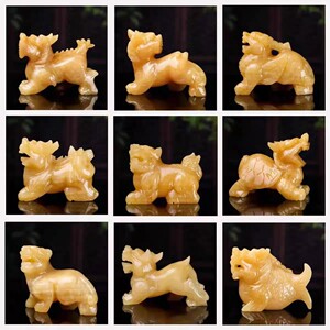 天然黄玉龙之九子囚牛睚眦嘲风狻猊狴犴负屃螭吻龙子动物摆件