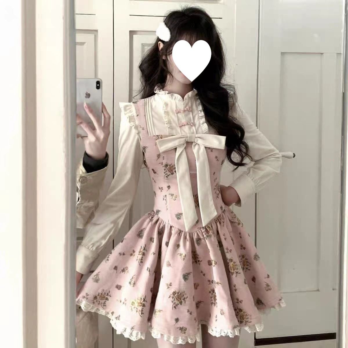 新中式复古粉色碎花连衣裙女春季新款结设计感收腰显瘦公主裙,女装/女士精品,连衣裙,淘宝优惠券,粉丝福利购,淘宝优惠卷