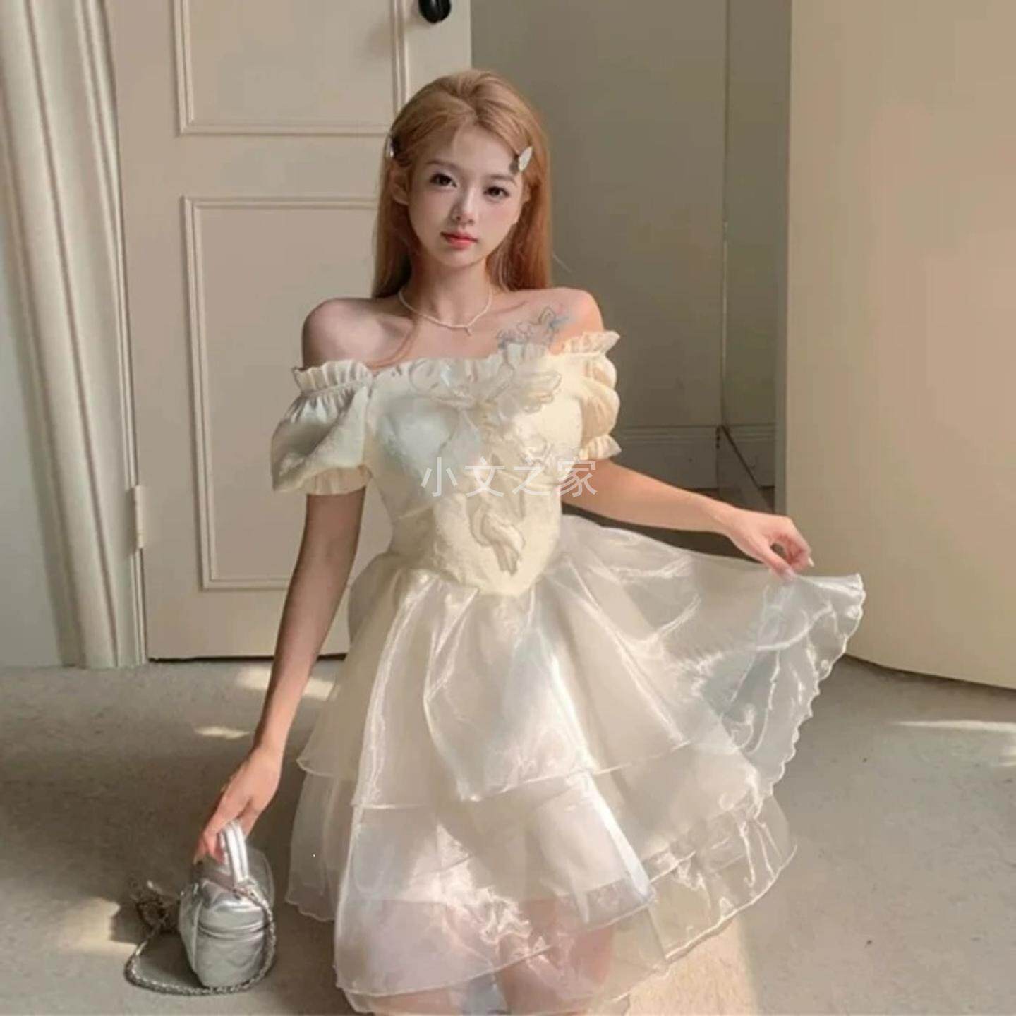 甜美蝴蝶结连衣裙女春夏高级感