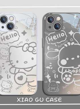 HelloKitty手机壳适用情侣16新款iPhone15/14promax凯蒂猫苹果17系列/13pro帕恰狗12mini创意11/xsmax/xr金属