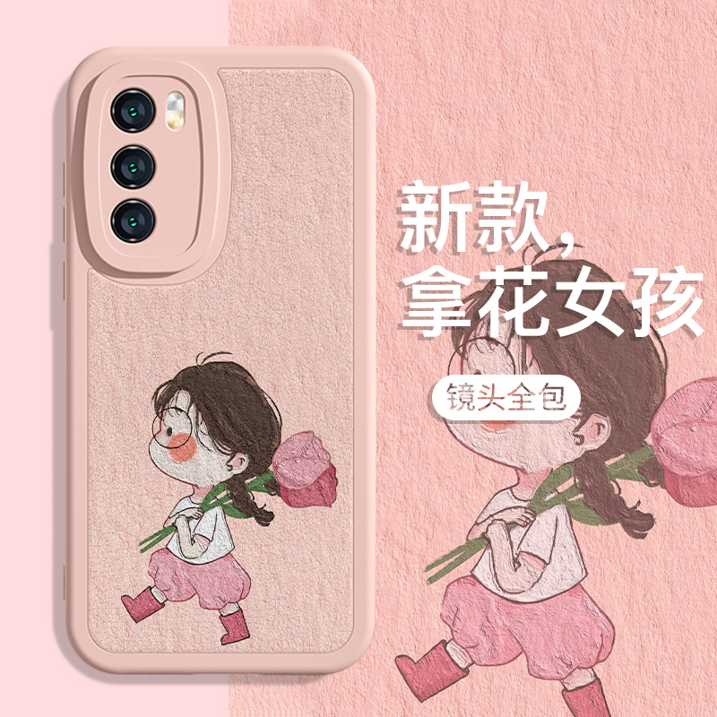 适用oppo油画风郁金香女孩手机壳