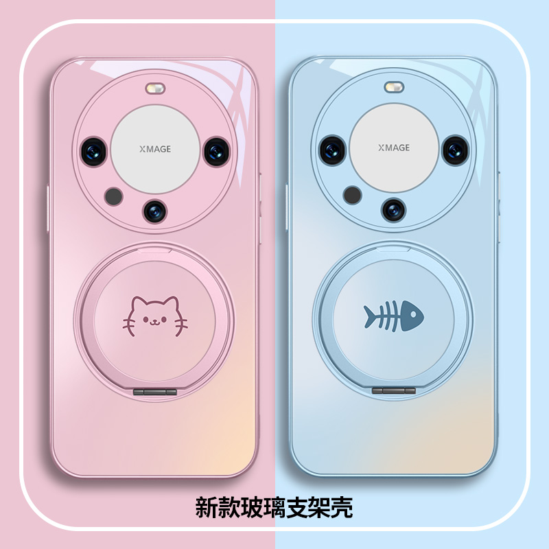 猫咪情侣支架手机壳适用华为系列