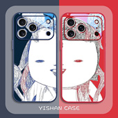 涂鸦灵珠魔丸情侣适用苹果17promax手机壳iPhone15pro新款 14创意13趣味12mini搞怪16plus玻璃xr