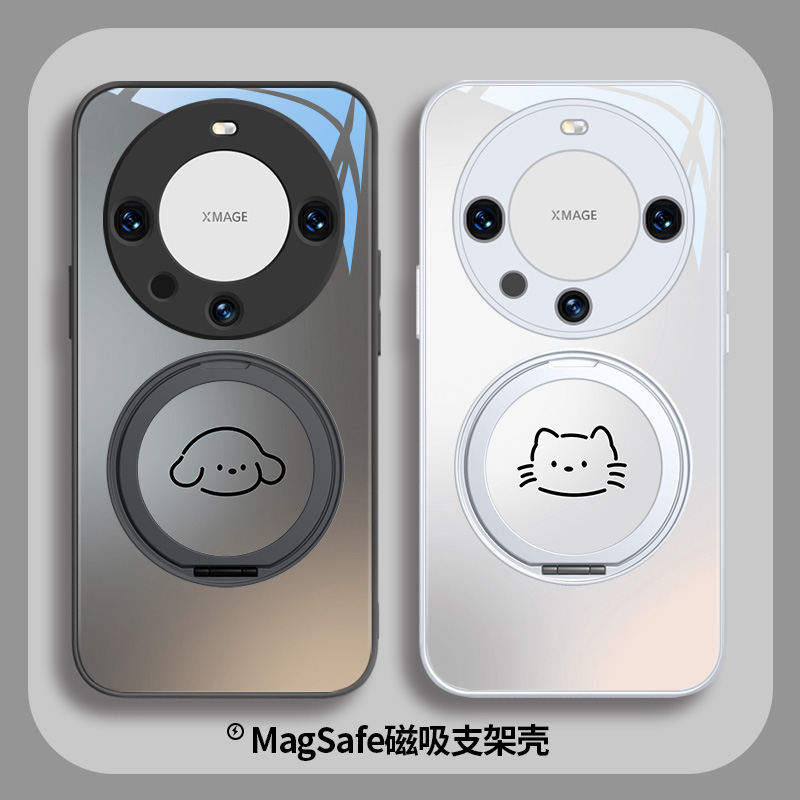 情侣磁吸支架手机壳猫狗适用华为