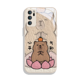 适用vivos17水豚手机壳新款OPPOReno9佛系x90x80心平气和iqoo11Pro卡皮巴拉Neo8可爱趣味x70x100玻璃s16卡通