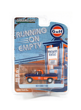 Greenlight绿光1:64 GULF海湾1971 FORD F-100 1971橙蓝涂装车模
