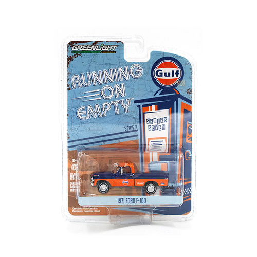 Greenlight绿光1:64 GULF海湾1971 FORD F-100 1971橙蓝涂装车模