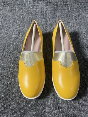 夏季新款女鞋大码圆头一脚蹬总足弓鞋垫真皮羊皮鞋简约舒适百搭DH