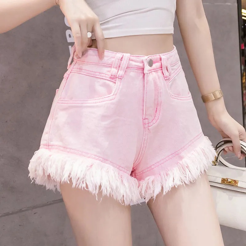 夏季新款粉色牛仔裤女