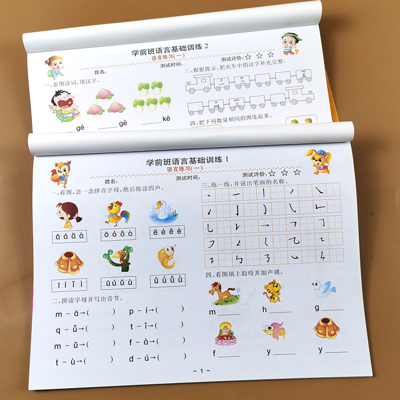 语言测试卷 学前班语文练习册 夺冠冲刺 汉语拼音拼读训练 字词句子偏旁部首幼小衔接一日一练幼儿园大班升一年级入学准备学前班