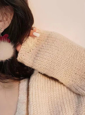 圣诞秋冬毛茸茸新款红色蝴蝶结无耳洞耳夹女新年毛绒耳钉耳环耳饰