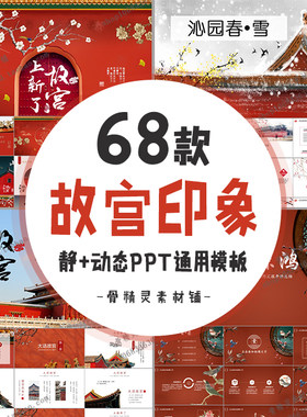 古典中国风上新了故宫主题PPT模板北京印象旅游文化宫廷建筑风
