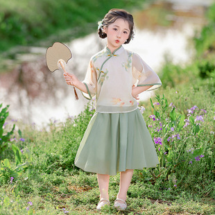 女童汉服儿童夏季国风表演服女孩新中式旗袍套装女宝改良国潮