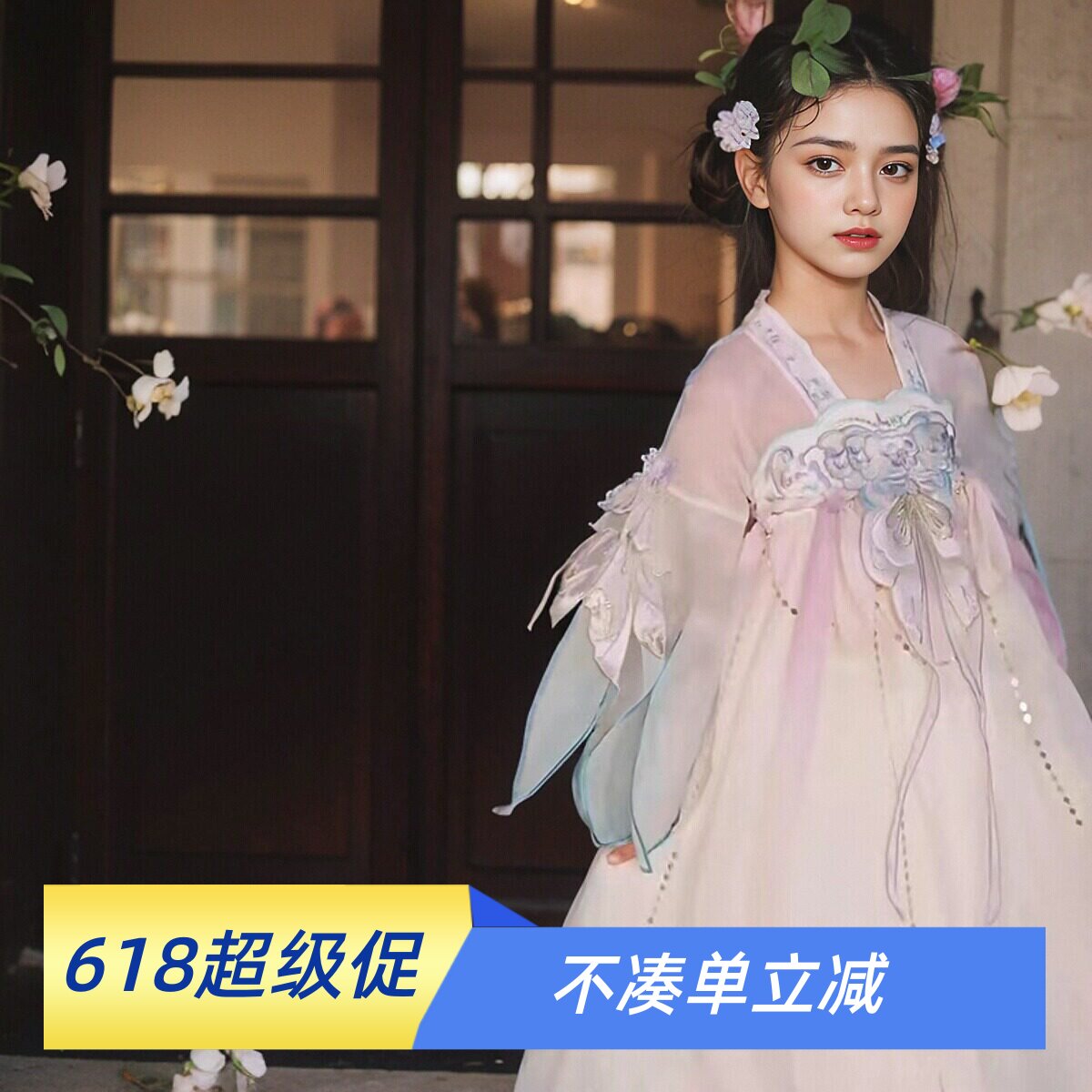 蝴蝶仙子女童汉服夏装儿童襦裙古风唐朝连衣裙小女孩国学演出服