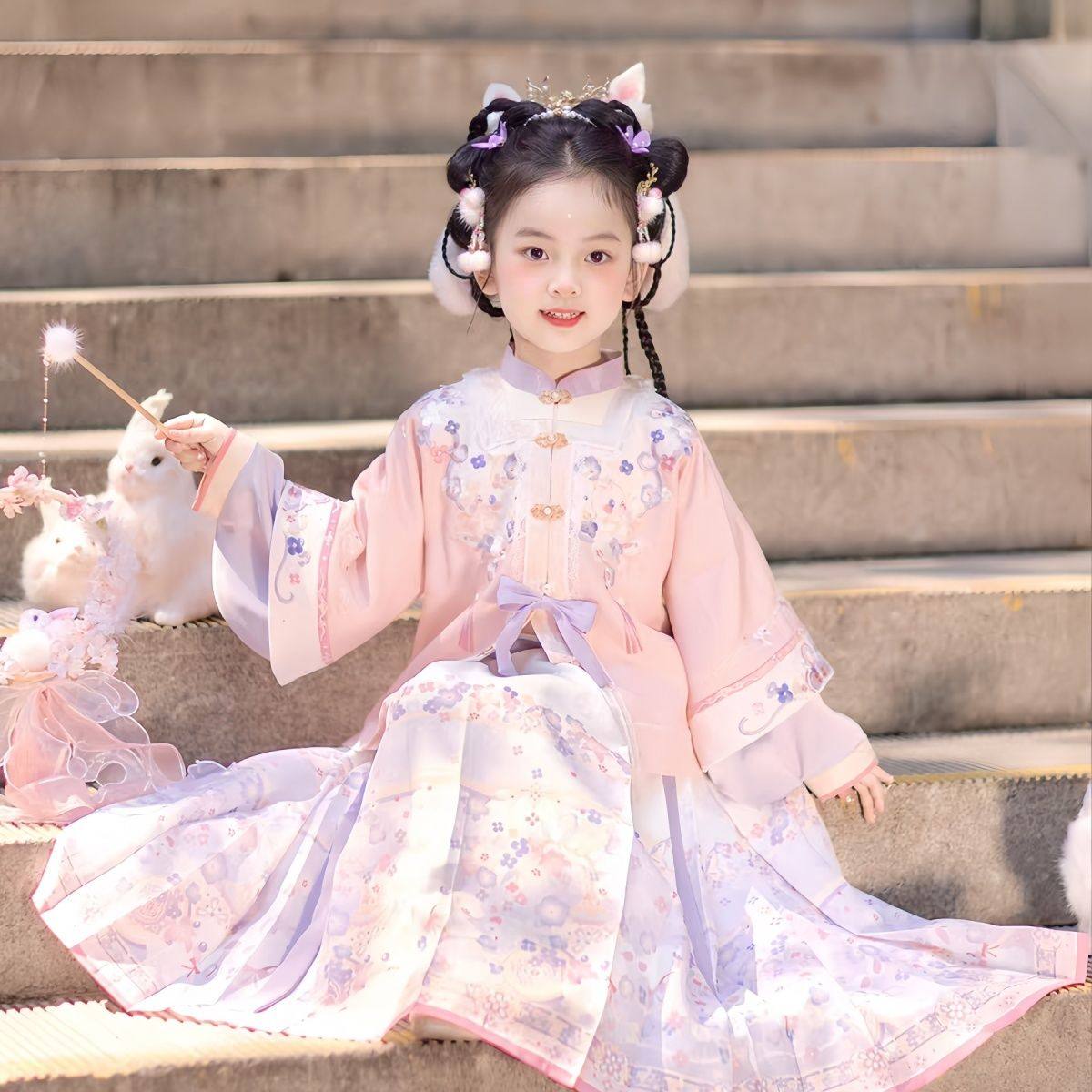 紫溪汉服女童明制套装古装高端国风儿童立领琵琶袖上衣印花马面裙,童装/婴儿装/亲子装,汉服,淘宝优惠券,粉丝福利购,淘宝优惠卷