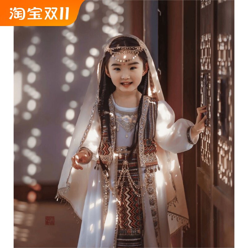 异域风情女童汉服楼兰少女改良汉服儿童古典超仙新疆民族服度假风