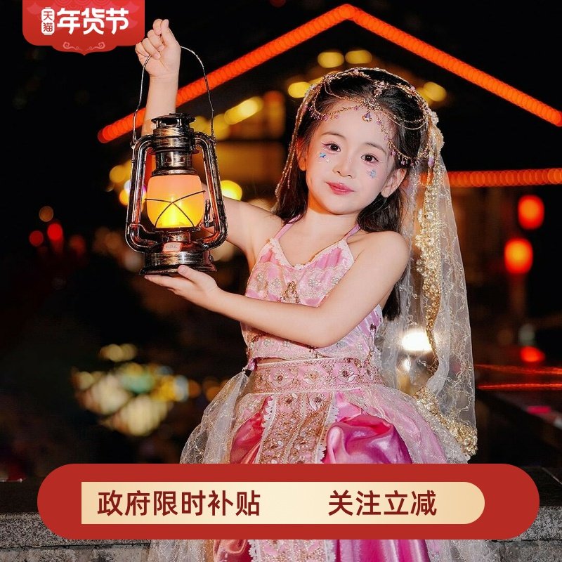 女童异域风情西域少女楼兰飞天舞蹈粉色哈尼公主云南西双版纳傣族