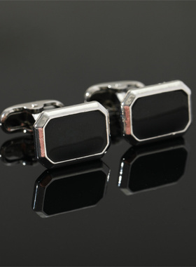 创意新款新品简约商务几何黑色宝石袖扣法式袖钉外贸袖口cufflink