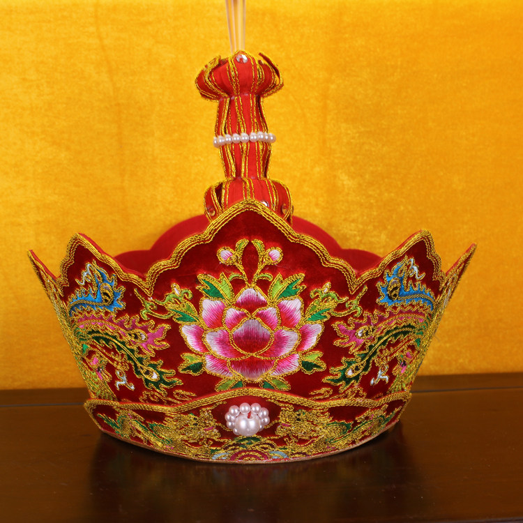 新品特价佛用品高档毗卢帽僧帽佛帽五佛冠铁盒子手工刺绣法师帽佛