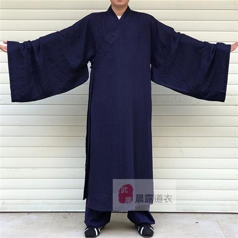 新品武当太极服长袍三清领道袍长褂大袖乾坤道服长衫武术服单件长