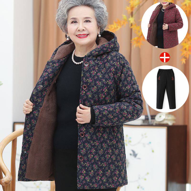 冬季奶奶棉衣外套中老年人女妈妈装棉袄连帽加绒加厚保暖东北棉服,女装/女士精品,中老年女装,淘宝优惠券,粉丝福利购,淘宝优惠卷