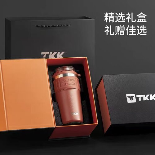 TKK保温杯陶瓷内胆咖啡杯男士生款便携车载保冷不锈钢吸管水杯子