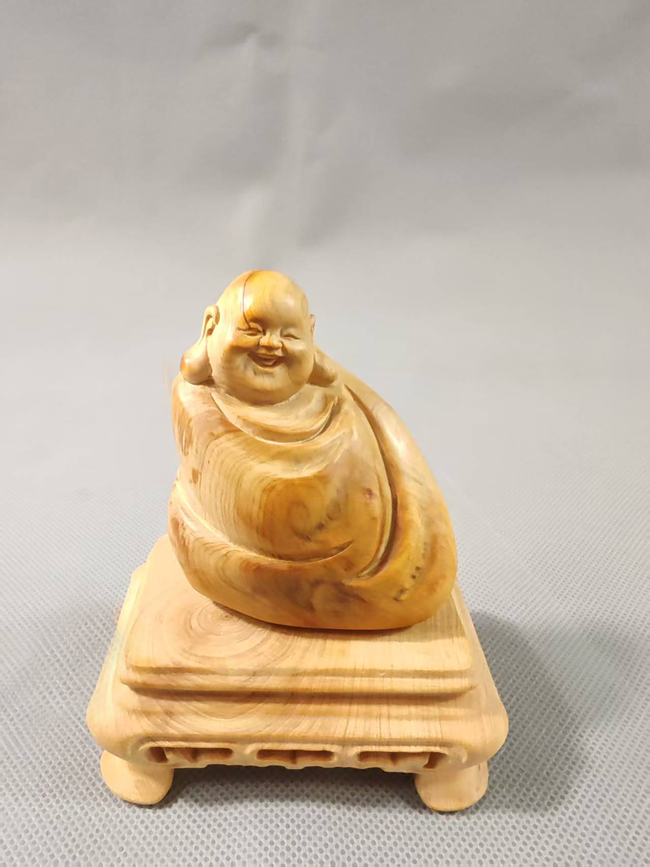 摆件 手把件 太行崖柏 弥勒佛 红油树心油 含底座文玩装饰礼品155