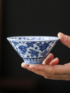 陶瓷秋葵茶杯高档白瓷杯子主人杯功夫泡茶杯品茗杯单个茶盏小茶碗