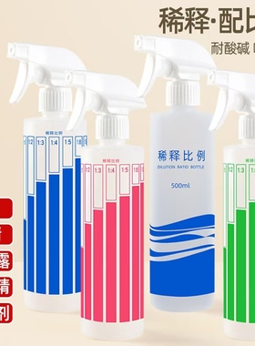 喷瓶500ml洗洁精稀释配比瓶酒精消毒喷雾瓶清洁炮台盖稀释空瓶