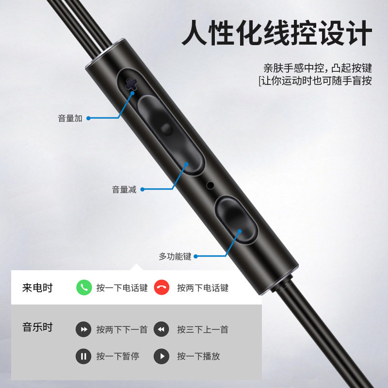 耳机入耳式有线电脑运动黑科技耳塞批发适用苹果小米VIVO华为OPPO