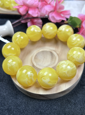 天然原矿新蜜飘白花圆珠手串卡21mm左右时尚百搭款