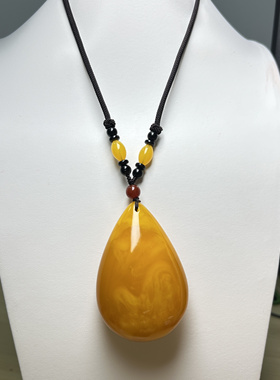 天然原矿新蜜老色大水滴双面吊坠毛衣链时尚百搭款