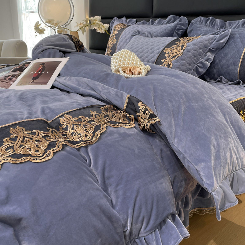 欧式夹棉水晶绒床裙四件套保暖法兰绒床罩加厚婴儿绒珊瑚绒被套,床上用品,床品套件/四件套/多件套,淘宝优惠券,粉丝福利购,淘宝优惠卷