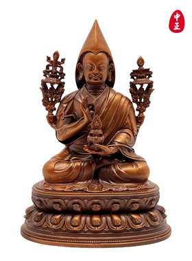 长寿宗喀巴10cm中正造像红铜材质支持金银铜定制工艺品桌面摆件