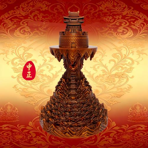 中正造像须弥山摆件工艺品红铜
