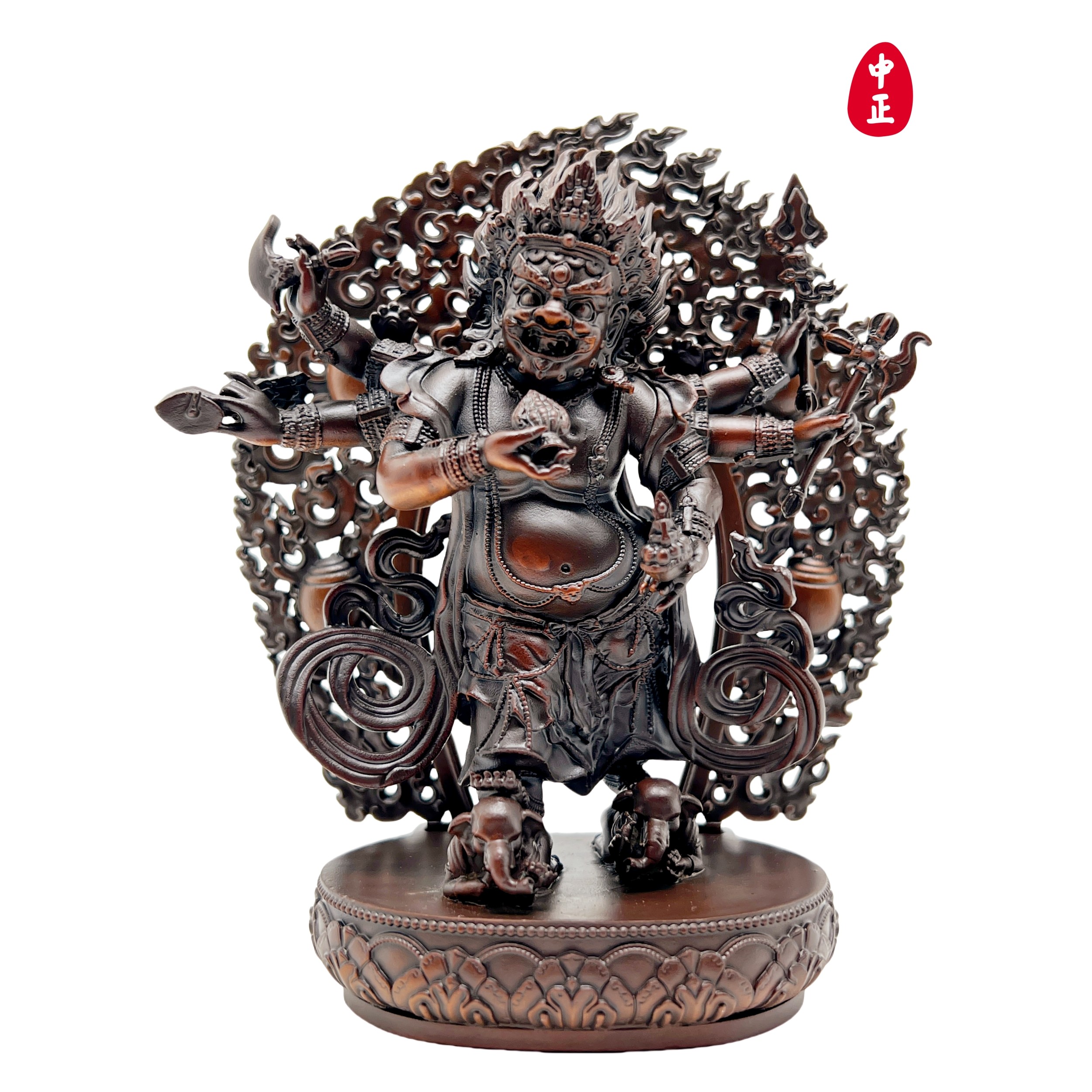 【特价】格鲁六臂白怙主玛哈嘎拉11cm中正造像铜材质可定制摆件