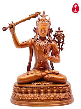 持剑文殊10cm中正造像红铜材质支持金银铜定制工艺品雕塑桌面摆件