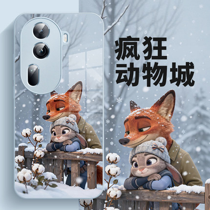 适用于reno15pro手机壳雪天疯狂动物城OPPO朱迪尼克findx9pro狐狸兔子reno14玻璃findx8ultra高级感14情侣x7