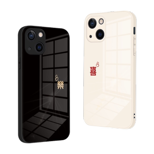 情侣手机壳苹果17适用于iPhone12简约15文字11promax玻璃7plus硅胶16乐喜x/xs情侣款xr喜乐13pro新款14保护套