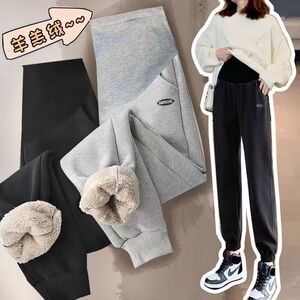 高品质孕妇裤子保暖羊羔绒外穿托腹春秋冬加绒加厚束脚休闲运动裤