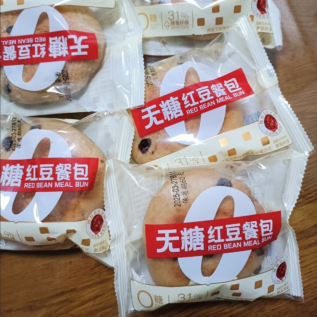 无糖无加面粉红豆餐包低脂代餐面包早餐营养健康中老年上班族零食