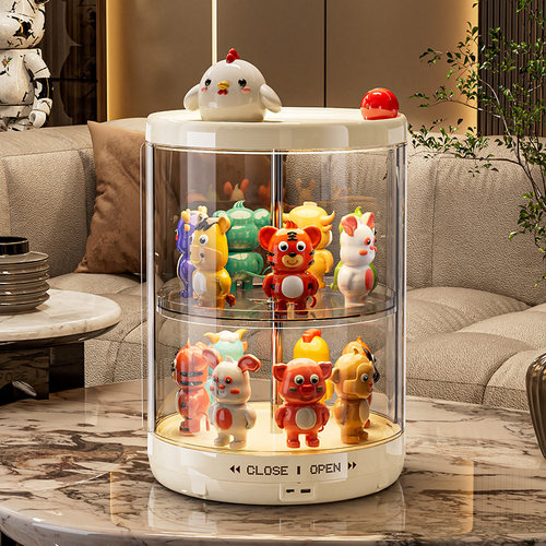 GOTO旋转带灯发光透明手办展示架