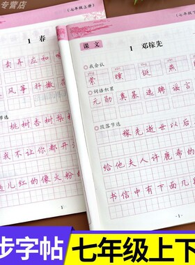 七年级语文练字帖上册下册初一人教版课本教材同步练字帖钢笔正楷硬笔书法生字练习中学生临摹字帖初一初中生专用练字描红本练习册